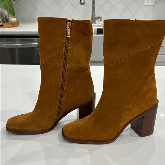 Franco Sarto Brown Suede Heeled Boots - Picture 4 of 13